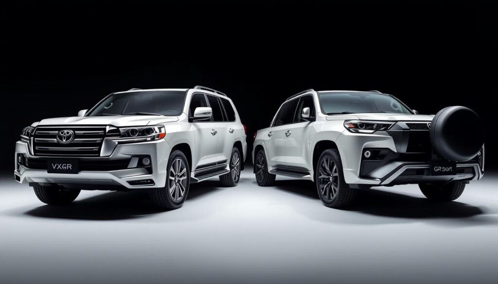 Toyota Land Cruiser 300 Hybrid lineup showing different trim levels Toyota Land Cruiser 300 Hybrid lineup showing different trim levels