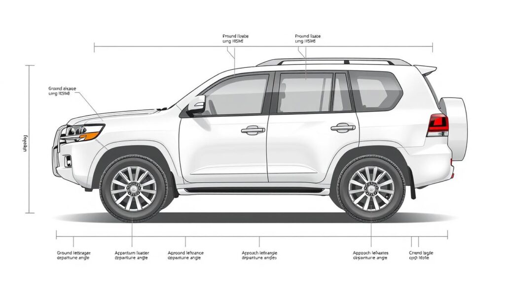 Toyota Land Cruiser 300 Hybrid technical diagram showing dimensions and key features Toyota Land Cruiser 300 Hybrid technical diagram showing dimensions and key features