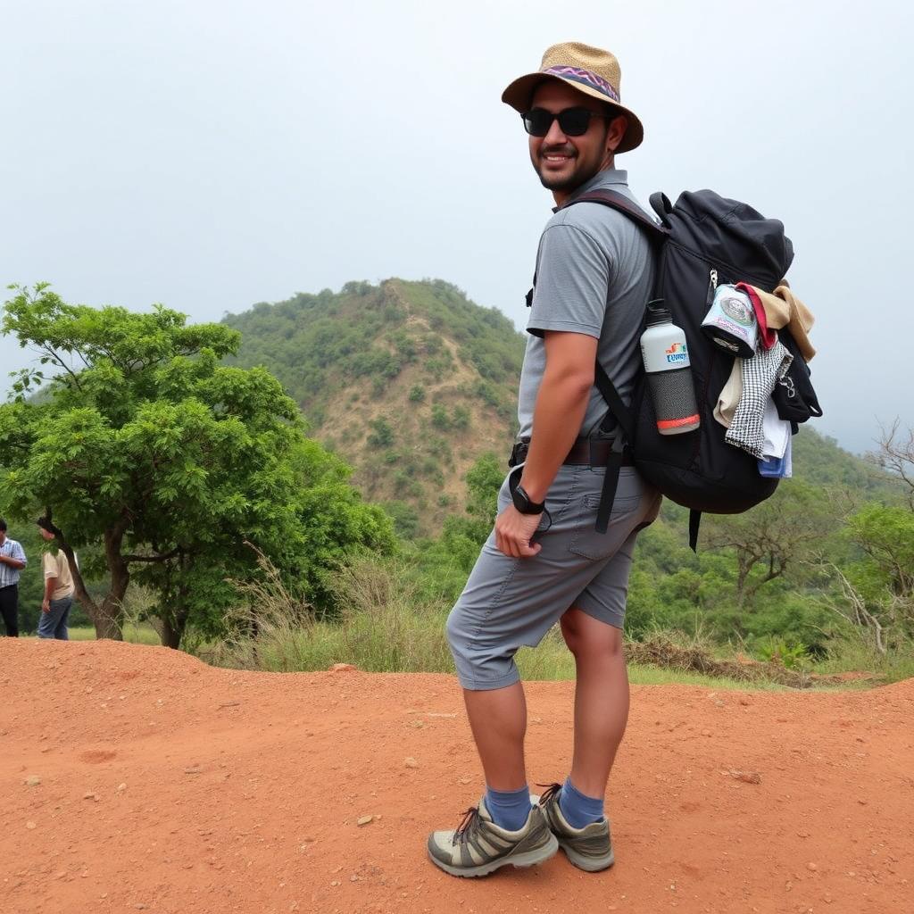 Trekker with proper gear for Shivneri Fort Trek Trekker with proper gear for Shivneri Fort Trek