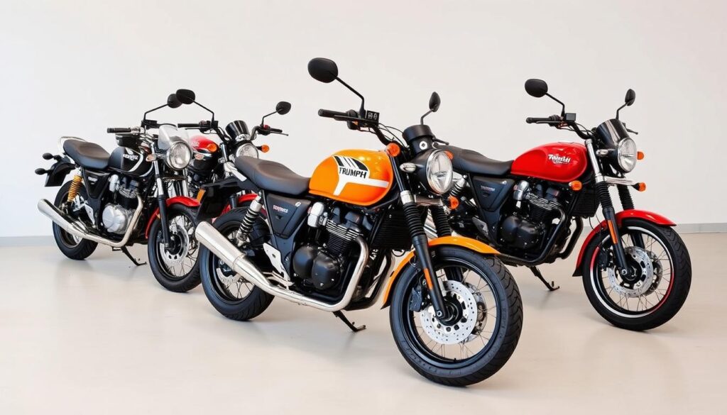 Triumph Speed T4 alongside competitor motorcycles showing market positioning Triumph Speed T4 alongside competitor motorcycles showing market positioning