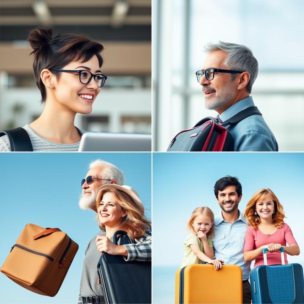 Various traveler profiles showing different demographic groups Various traveler profiles showing different demographic groups