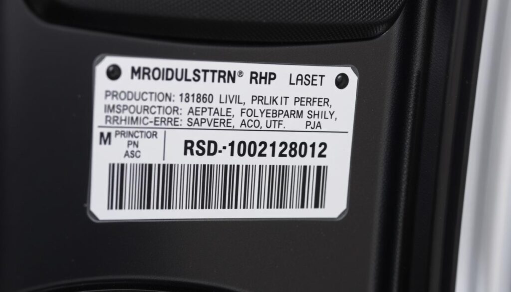 Vehicle door jamb showing manufacturing date label location