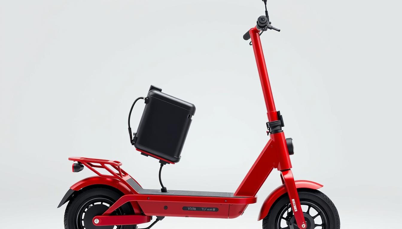 Vida VX2 electric scooter with removable battery pack highlighting the BaaS subscription model