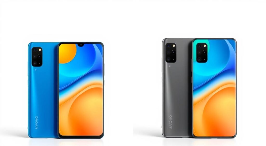 Vivo V40 Pro 5G in both Ganges Blue and Titanium Grey color options side by side Vivo V40 Pro 5G in both Ganges Blue and Titanium Grey color options side by side
