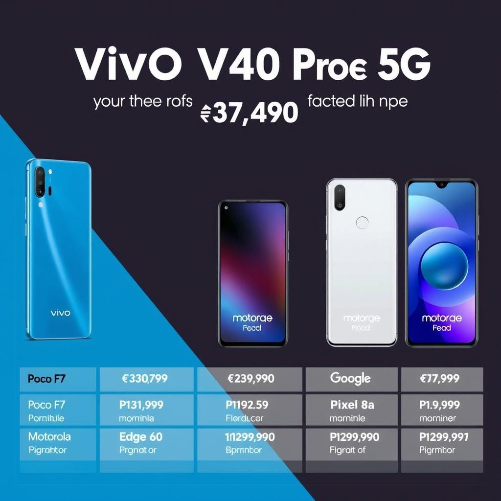 Vivo V40 Pro 5G with price comparison against competitor phones in the same price range Vivo V40 Pro 5G with price comparison against competitor phones in the same price range