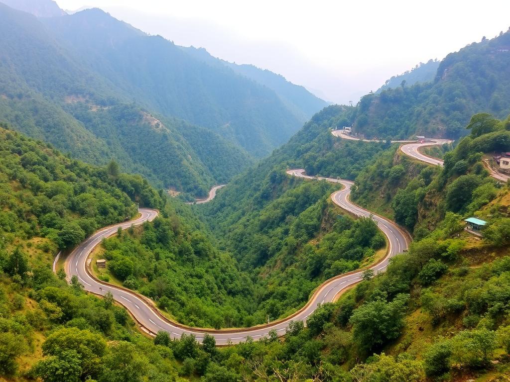 Winding road through Kumbharli Ghat with valley views Winding road through Kumbharli Ghat with valley views