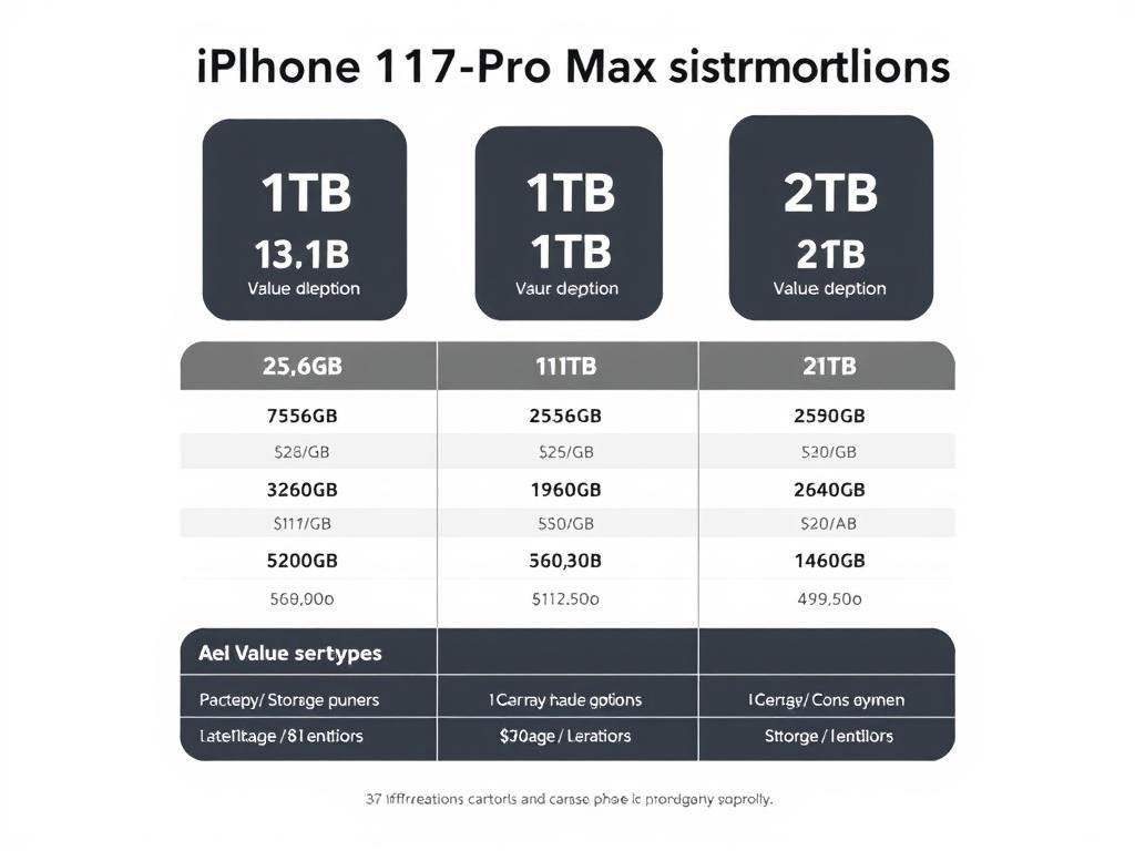 iPhone 17 Pro Max storage options comparison chart