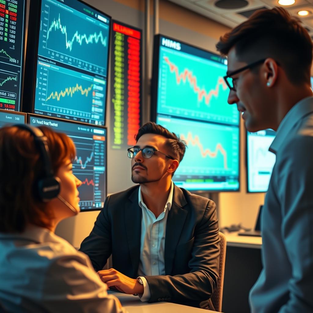 Financial analysts reviewing HIMS stock data and charts Financial analysts reviewing HIMS stock data and charts