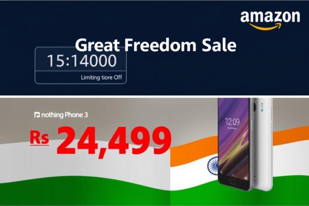 Amazon Great Freedom Sale banner featuring Nothing Phone 3 price drop Amazon Great Freedom Sale banner featuring Nothing Phone 3 price drop